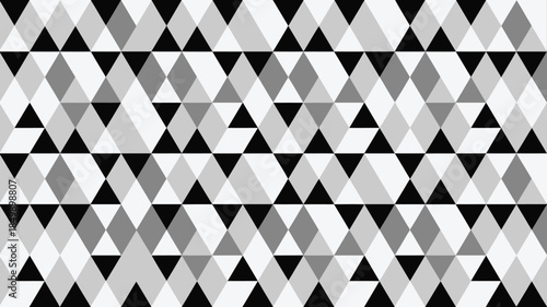 Seamless geometric pattern with repeating triangles and diamond shapes in grayscale tones