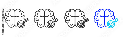 Strategic Focus icon set collection in creative outline style for business featuring multiple thickness variations suitable for branding design governance compliance