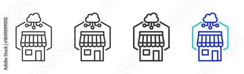 Retail Oversight icon set collection in creative outline style for business featuring multiple thickness variations suitable for branding design governance compliance