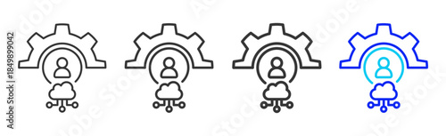 Team Oversight icon set collection in creative outline style for business featuring multiple thickness variations suitable for branding design governance compliance