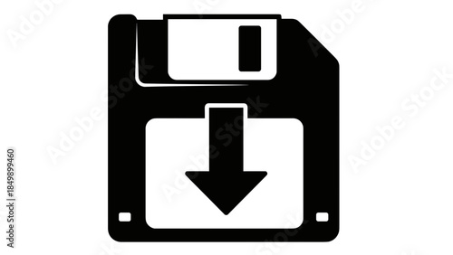 Floppy Disk Download Symbol Black White.