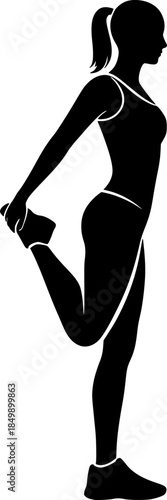 Quadriceps Stretch Silhouette, Standing Leg Stretch Minimal Physiotherapy Icon