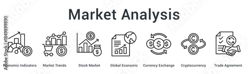 Market analysis evaluates economic indicators and trends across stock markets including cryptocurrency and global trade dynamics.