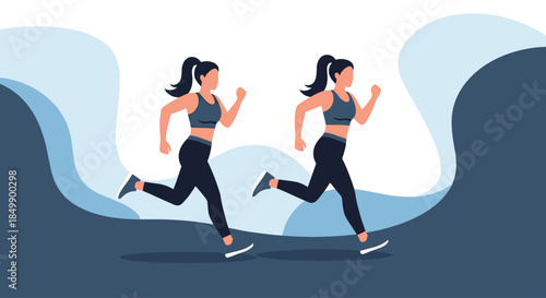 Animation sequence of a fit young woman running or jogging, showing the different phases of a running stride for a healthy lifestyle.
