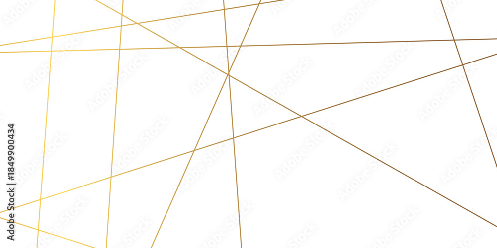 Obraz premium Elegant abstract gold geometric line design on white background, featuring thin intersecting metallic stripes, chaotic texture, and modern minimalist luxury vector style