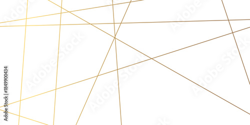Elegant abstract gold geometric line design on white background, featuring thin intersecting metallic stripes, chaotic texture, and modern minimalist luxury vector style