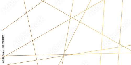 Abstract luxury gold geometric line pattern with intersecting metallic strokes on white background, creating chaotic stripes and a refined modern minimalist vector look