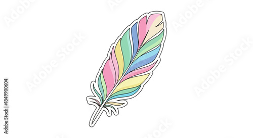 Colorful pastel striped feather illustration showcasing delicate artistry and soft hues