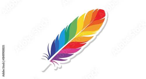 Colorful rainbow feather illustration representing diversity and creativity with vibrant hues and