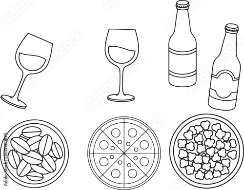 An appetizing set of monochromatic cuisine and beverages, artfully arranged to tantalize, perfect for a culinary exploration.