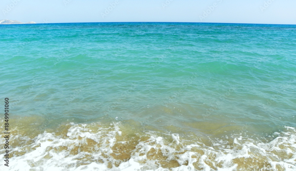 Obraz premium Greece, Crete, Heraklion, Ammoudara Beach, seascape with mountains