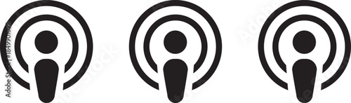 Apple Podcast App Icon in Gradient Purple. Flat logo options for audio streaming, mobile interface, and media branding design. digital editorial social media icon vector. A collection of podcast icons