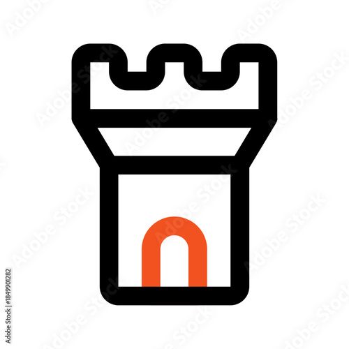 castle tower outline color icon