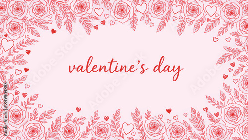 A delicate floral arrangement frames the words valentine's day, conveying love and tenderness, perfect for cards, social media posts, and romantic campaigns.