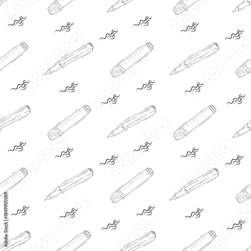 Hand drawn artist tool seamless pattern background