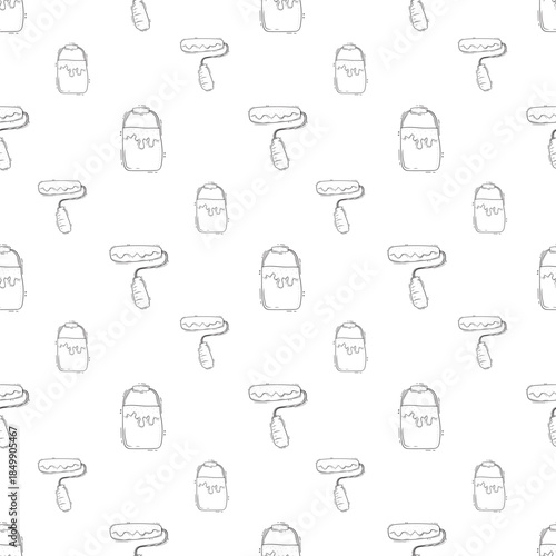 Hand drawn artist tool seamless pattern background