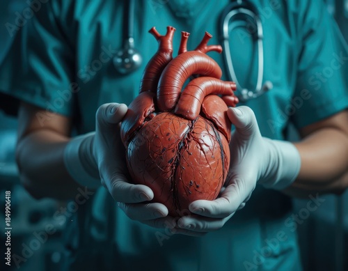 Medical professional holding a heart model