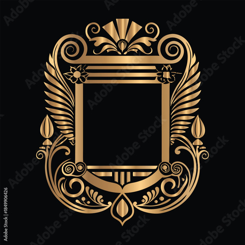 Vector set of gold vintage frames. Elegant element for design in Eastern style, place for text. Floral golden border. Lace illustration for invitations and greeting cards.