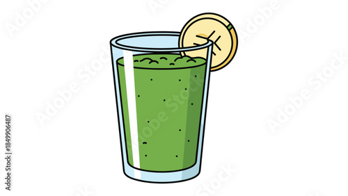 Refreshing green smoothie in a glass with a slice of lime offers a healthy and vibrant beverage option for a nutritious lifestyle.