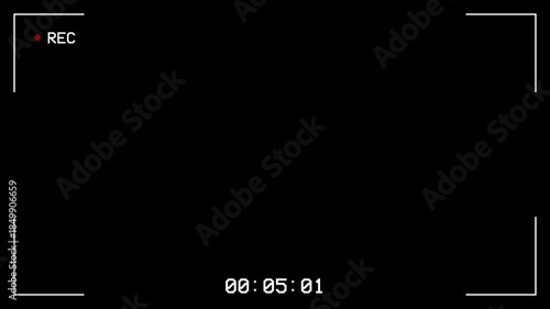 Simple camcorder viewfinder overlay with record indicator and timer, perfect for video editing, vlogs, and retro aesthetic projects. 4K video