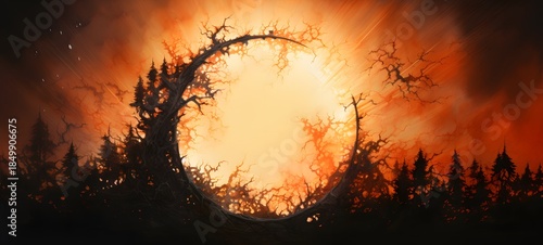 silhouette of eclipse sun ,generative AI