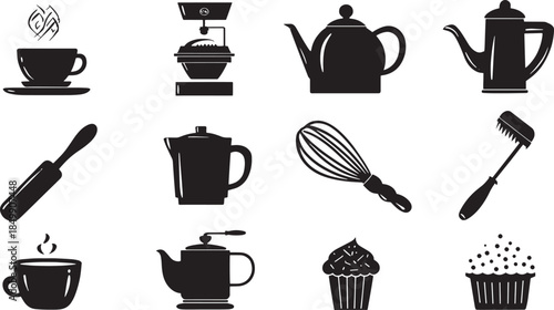 An assortment of classic culinary tools and elements are artfully arranged in a flat lay, exuding a sense of nostalgic charm, perfect for creative endeavors.