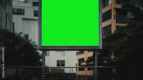 Urban city billboard with green screen mockup for advertising promotion marketing digital signage outdoor display background video