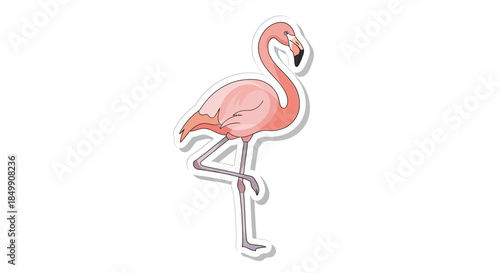 Cute Cartoon Pink Flamingo Illustration on a White Background for Decorative Use