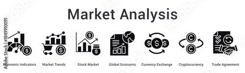 Market analysis evaluates economic indicators and trends across stock markets including cryptocurrency and global trade dynamics.