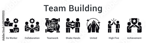Team building fosters collaboration and teamwork through handshakes leading to united achievements and celebrations.