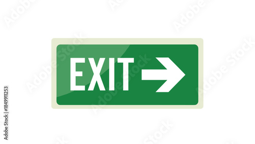 A vibrant green exit sign with a white arrow clearly indicates the direction for safe evacuation from a building or space.