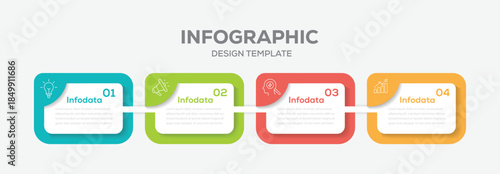 4 Steps business data visualization timeline process. Modern infographic template design with icons. Can be used for chart, graph, report, presentation, web design.