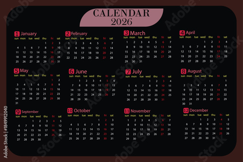 2026 Calendar  Year at a Glance