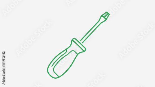 Green Screwdriver Illustration on White Background 1.