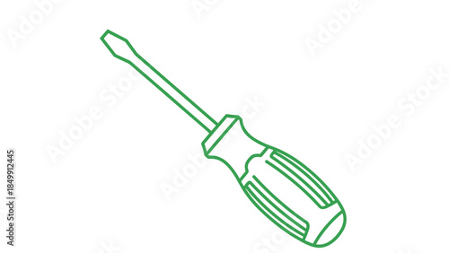 Green Screwdriver Illustration on White Background 2.