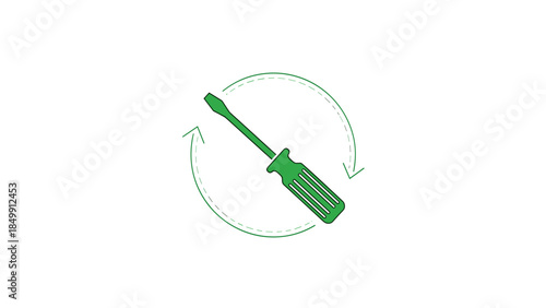 Green Screwdriver Rotating in Circular Motion.