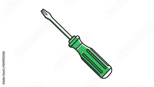 Green Screwdriver Tool Illustration Isolated.