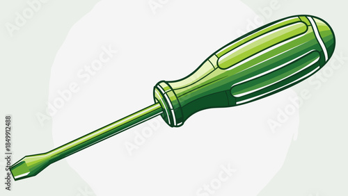 Green Screwdriver Tool Isolated on White.
