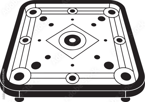 Classic carrom board icon isolated on a transparent background for traditional board games and leisure activities