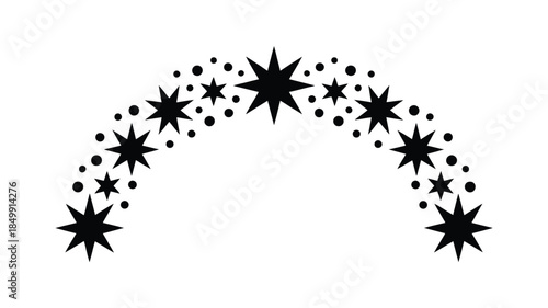 A simple black and white illustration of a starburst arch design
