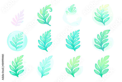 Crystal icon reflection gentle glowing glossy smooth vector luminous reflective fern clean