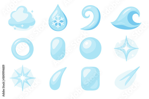Vector silky icons ice radiant halo icon white snow flare curl shimmer