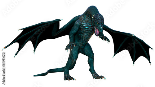 3D Rendering Fairy Tale Dragon on White