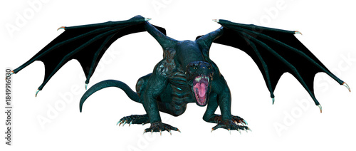 3D Rendering Fairy Tale Dragon on White