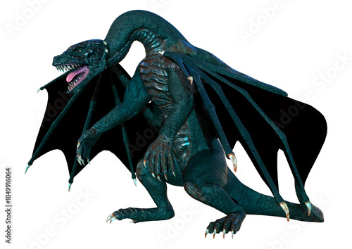 3D Rendering Fairy Tale Dragon on White