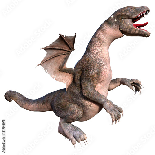 3D Rendering Fairy Tale Dragon on White