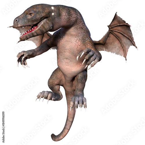 3D Rendering Fairy Tale Dragon on White