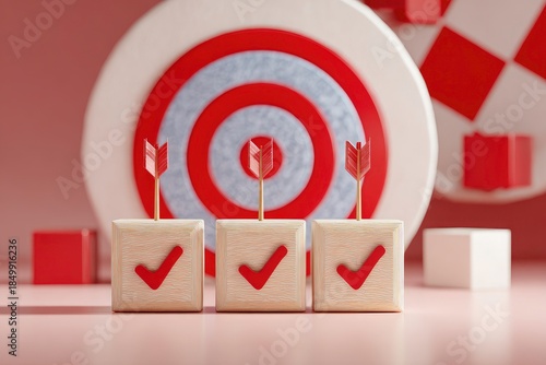 Wallpaper Mural Check Mark Blocks with Target Background Torontodigital.ca