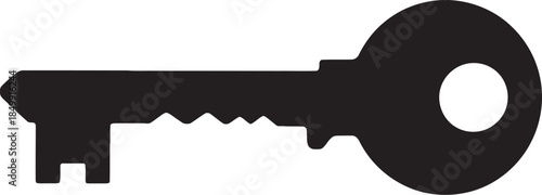 Black silhouette key icon symbol on white background for security access concept