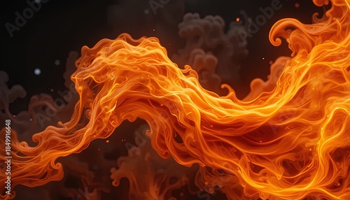Vibrant orange waves dancing in the dark, a fiery abstract design perfect for backgrounds, promotions, or adding a touch of intense energy to your project